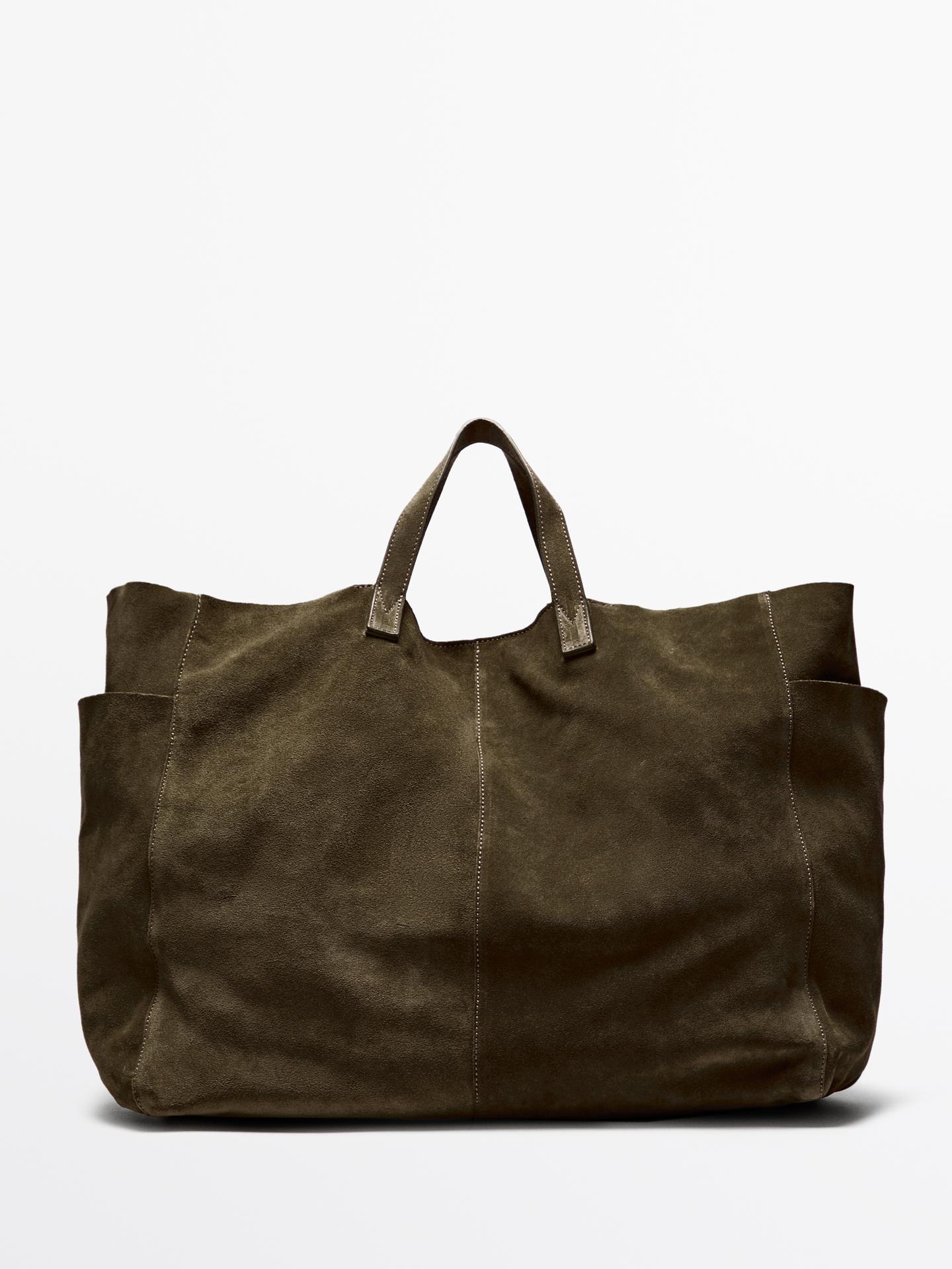 Khaki suede bag