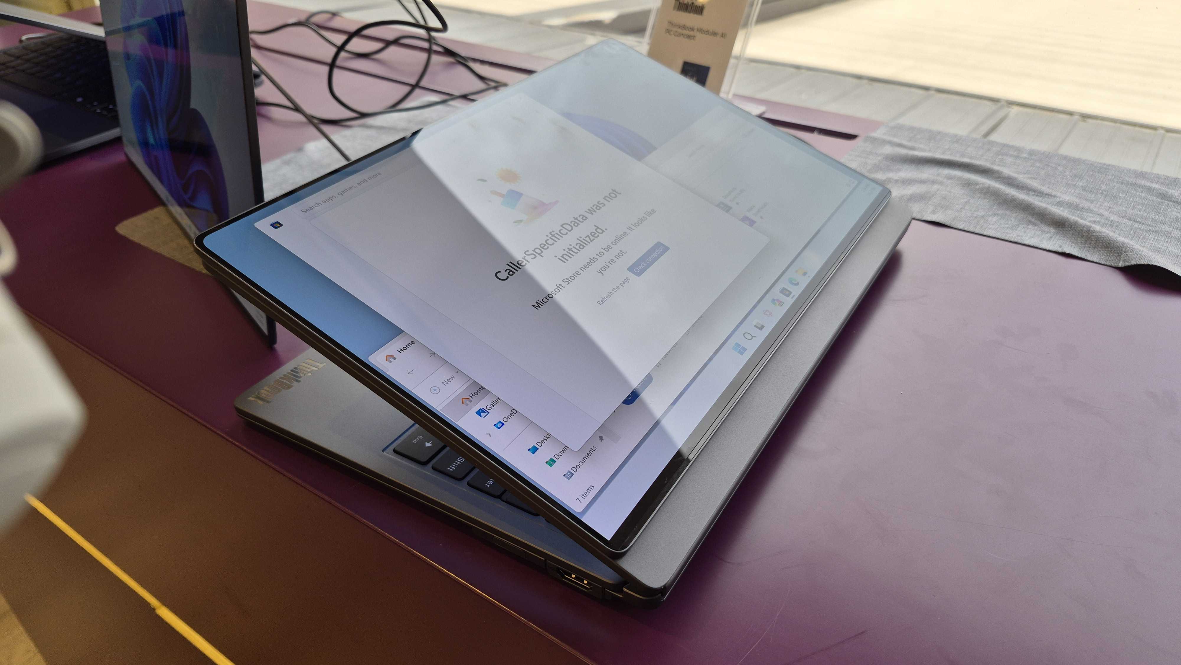 Lenovo ThinkBook Modular AI PC proof of concept pictured at MWC 2026 in Barcelona, Spain.