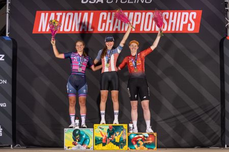 The under-23 women's podium topped by Ella Sabo