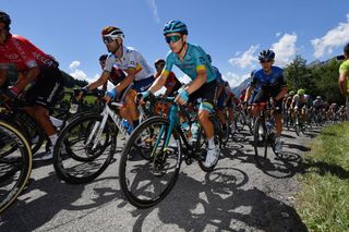 MEGEVE FRANCE AUGUST 15 Miguel Angel Lopez Moreno of Colombia and Astana Pro Team Alejandro Valverde Belmonte of Spain and Movistar Team Louis Meintjes of South Africa and NTT Pro Cycling Team Geraint Thomas of The United Kingdom and Team INEOS Peloton during the 72nd Criterium du Dauphine 2020 Stage 4 a 1533km stage from Ugine to Megeve 1458m dauphine Dauphin on August 15 2020 in Megeve France Photo by Justin SetterfieldGetty Images