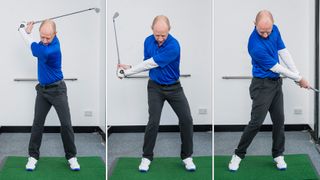 PGA pro Ged Walters demonstrating three checkpoints in the swing that will help you improve your rhythm