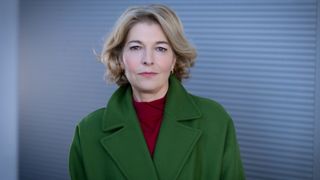 Jemma Redgrave in a green coat as Kate Lethbridge-Stewart for Doctor Who