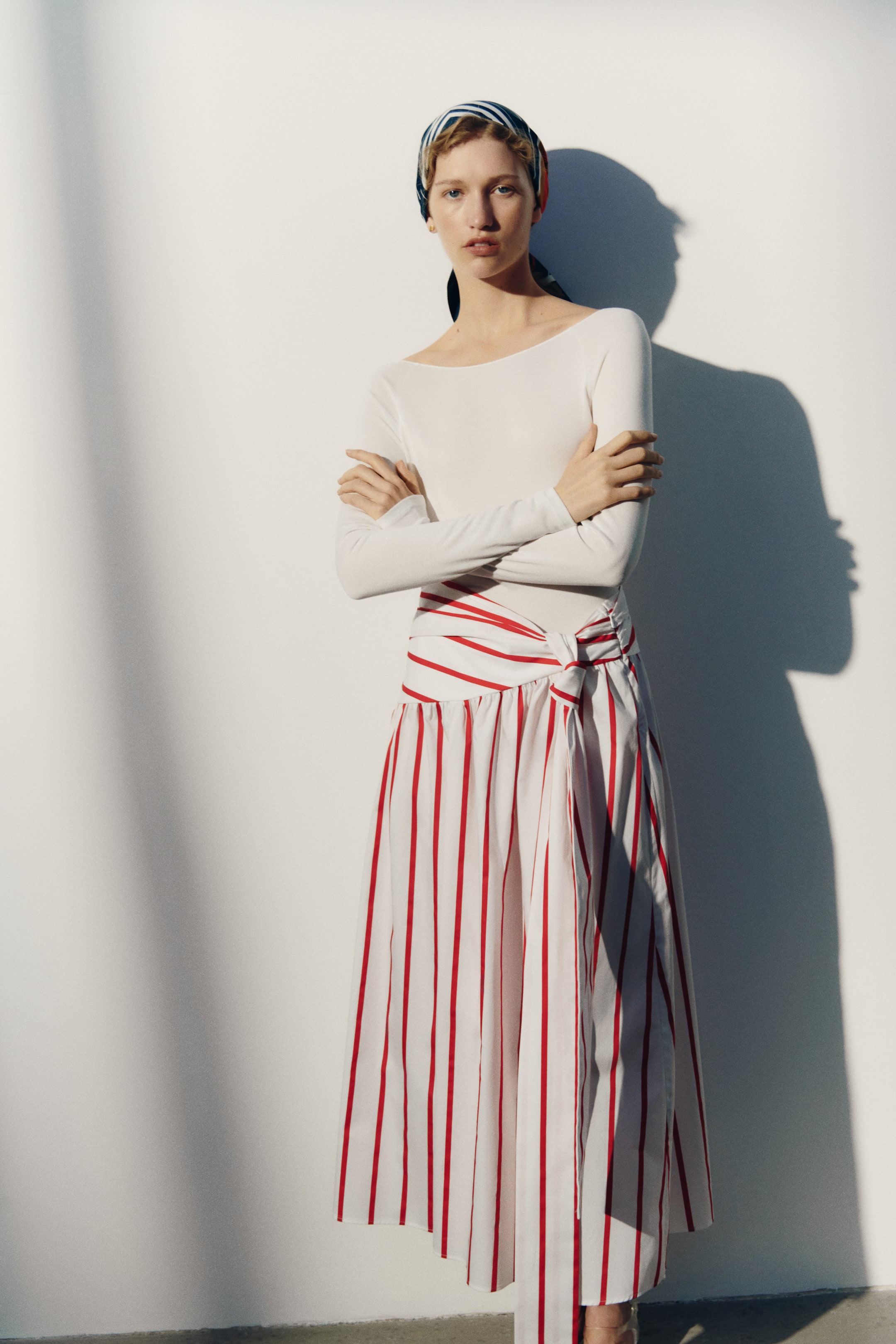 Tie-Detail Poplin Skirt