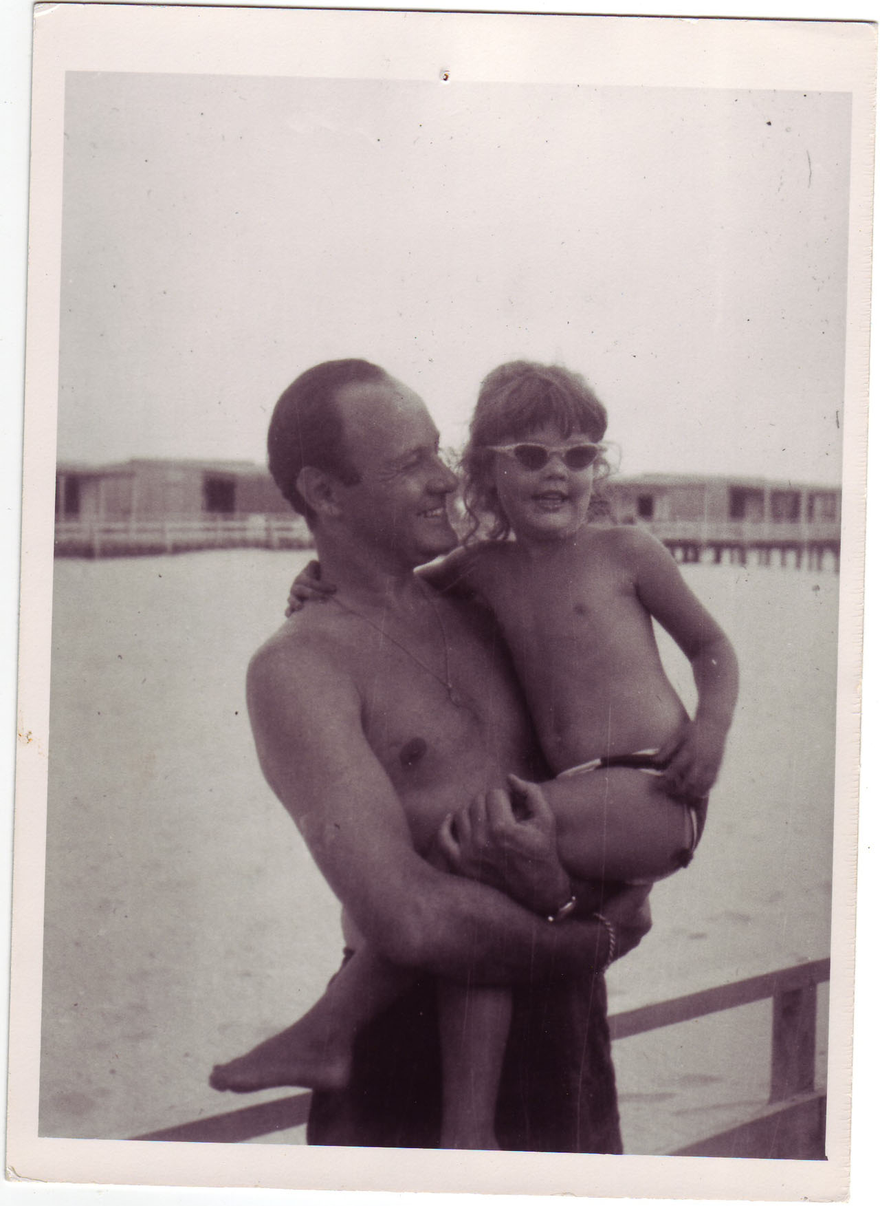 Stan and J.C. Lee at the beach, circa '50s
