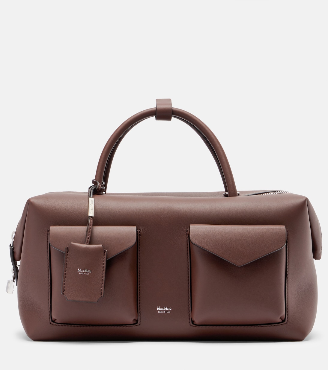 Large Leather Top-Handle Bag in Brown - Max Mara