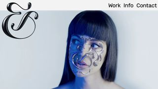 Homepage of &Walsh, with animated 3D ampersand on Jessica Walsh's face