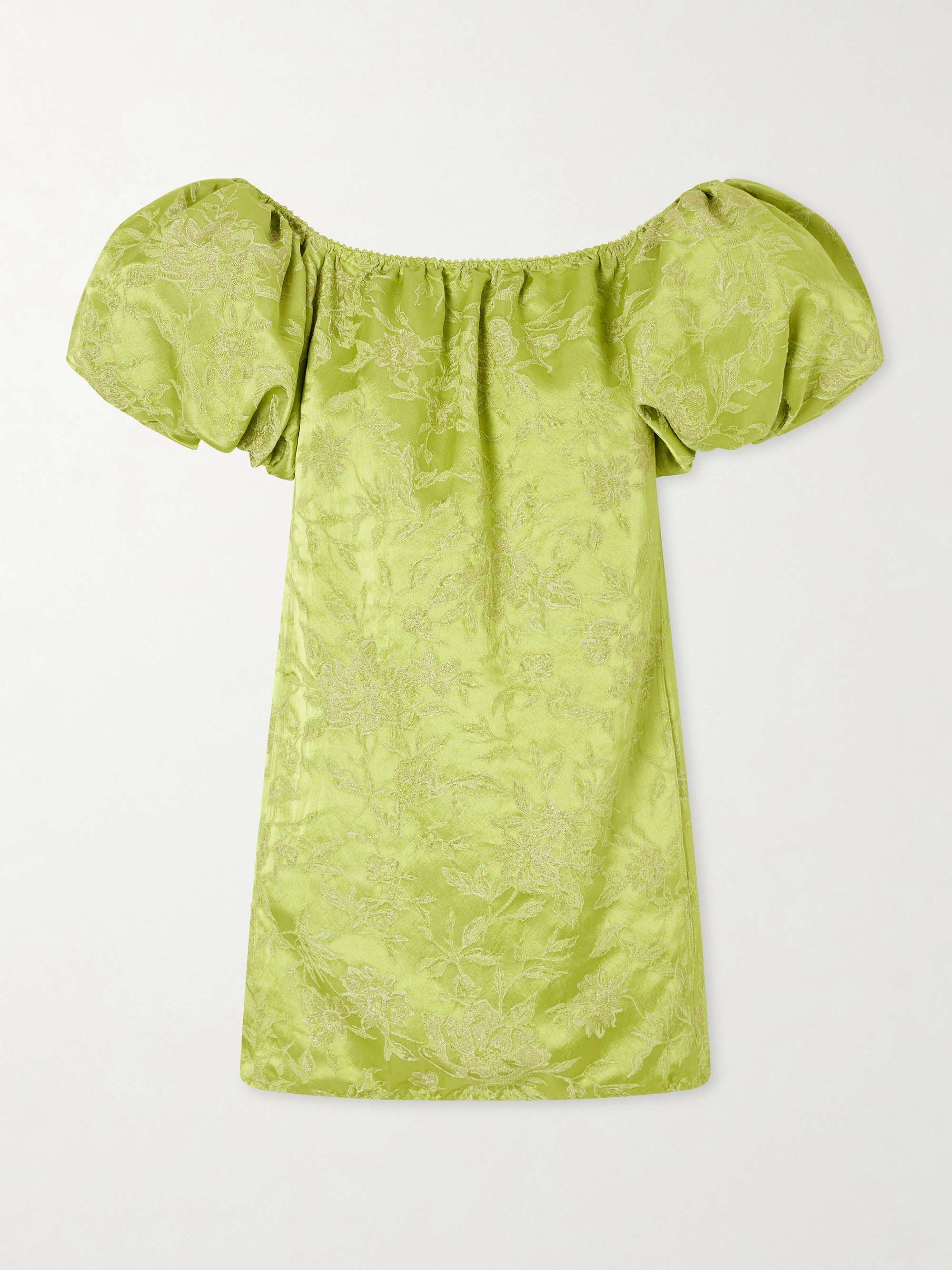 Embroidered Satin Mini Dress