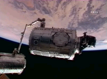 The Harmony connecting node and PMA-2 shuttle docking port.