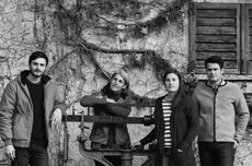 Elisabetta Foradori (second from left) with her children, Theo, Myrtha and Emilio Zierock