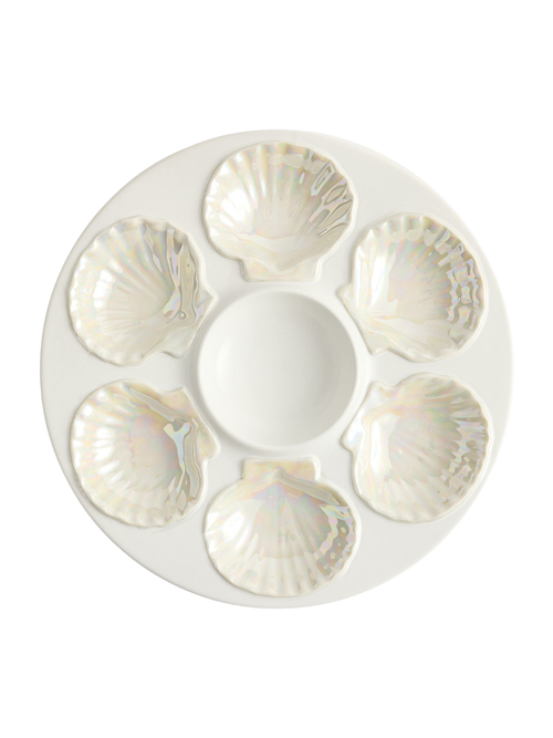Coastal Embossed Stoneware Oyster Serving Platter