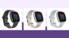 Fitbit Sense 2 in three colourways sitting side by side, representing the best wellbeing gift