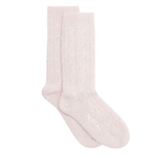 pink cable knit socks