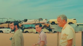 Jason Schwartzman, Jake Ryan, and Tom Hanks in Asteroid City