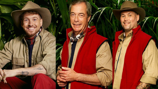 Sam Thompson, Nigel Farage, and Tony Bellew, finalists of I'm a Celebrity Get Me Out of Here 2023