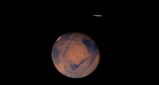 a red planet in space