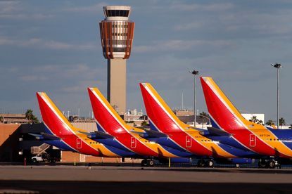 Southwest planes on the tarmac.