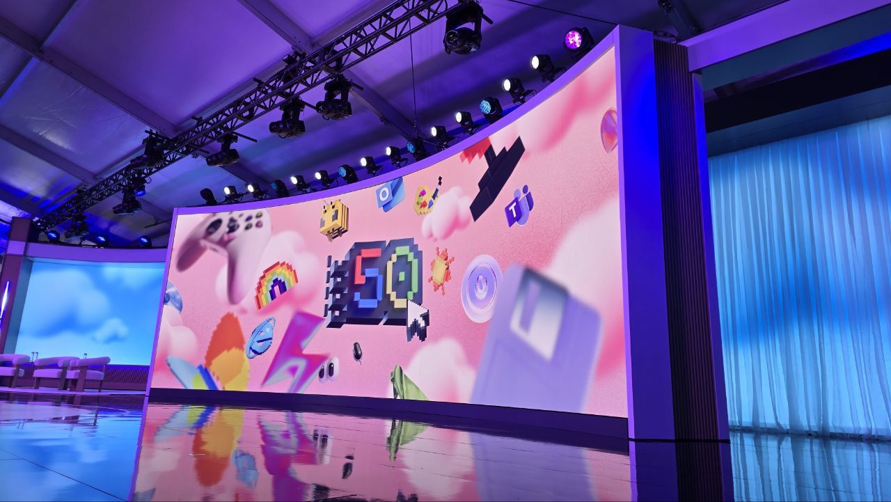 Protestor interrupts Microsoft 50th Anniversary Copilot event | Windows ...