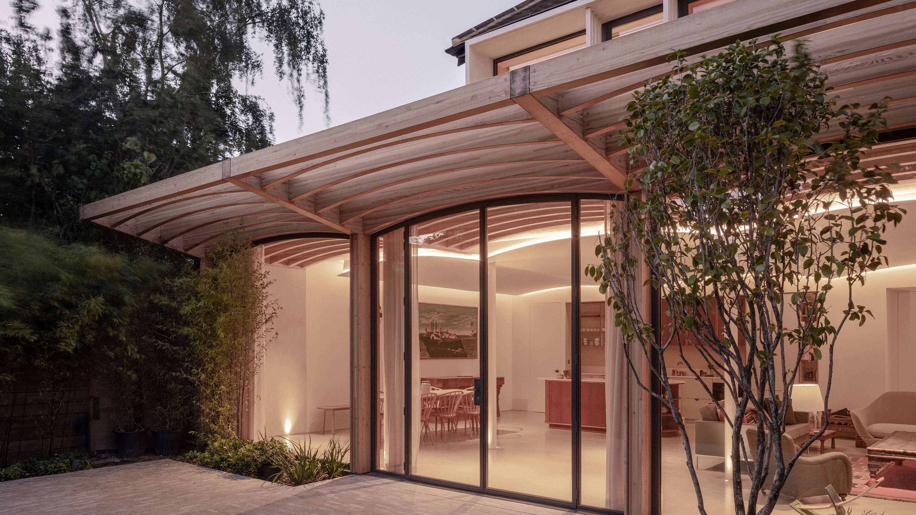 contemporary house with wooden brise soleil