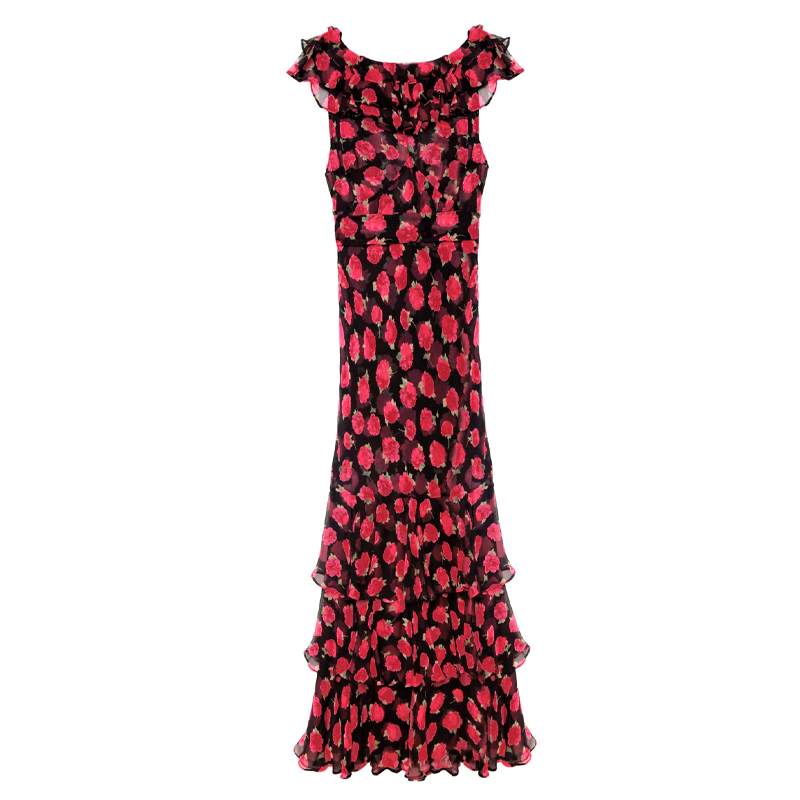 red and black floral dress, rixo