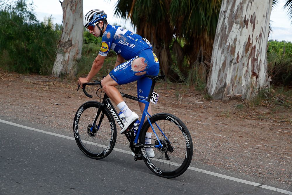 Alvaro Hodeg shows the signs of an earlier crash during stage 5
