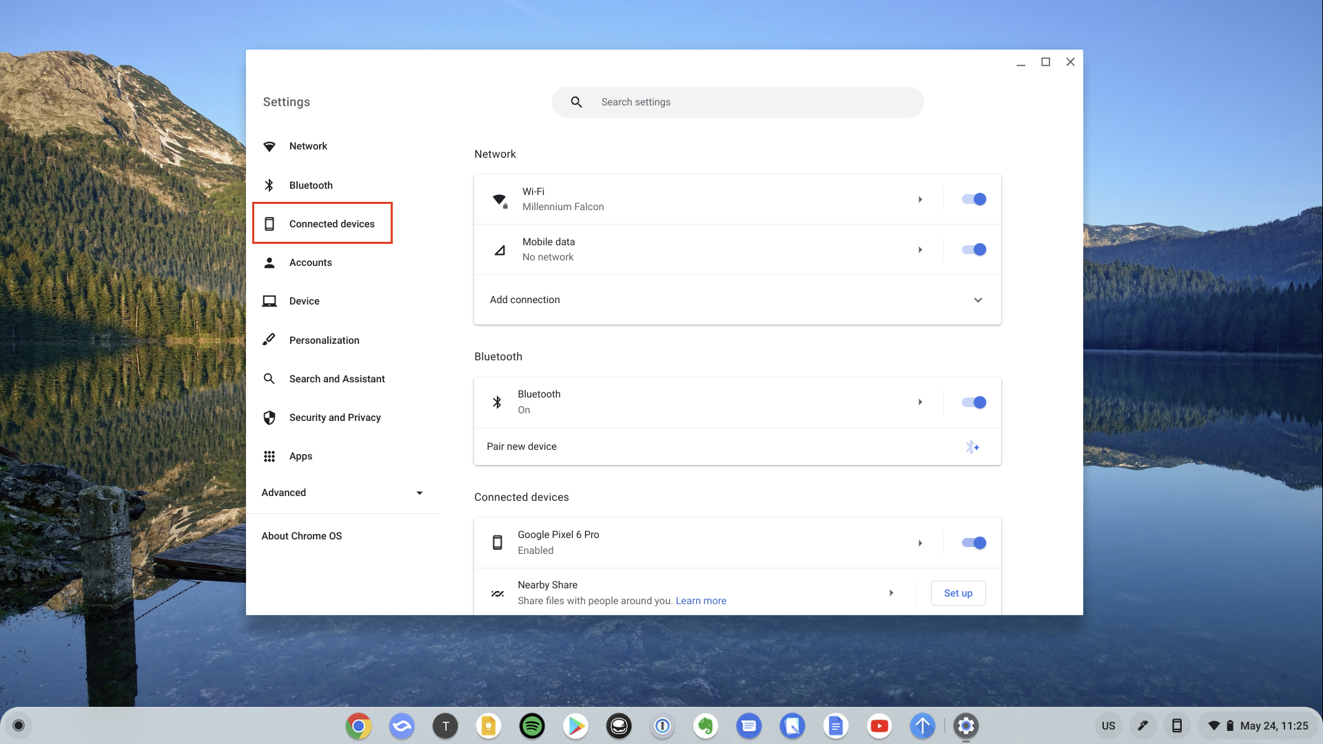 Configurar el uso compartido cercano en Chromebook