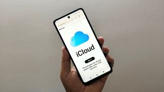 android smartphone showing apple icloud homepage in google chrome