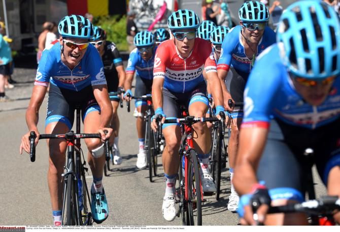 Sebastian Langeveld surrounded by his Garmin-Sharp teammates