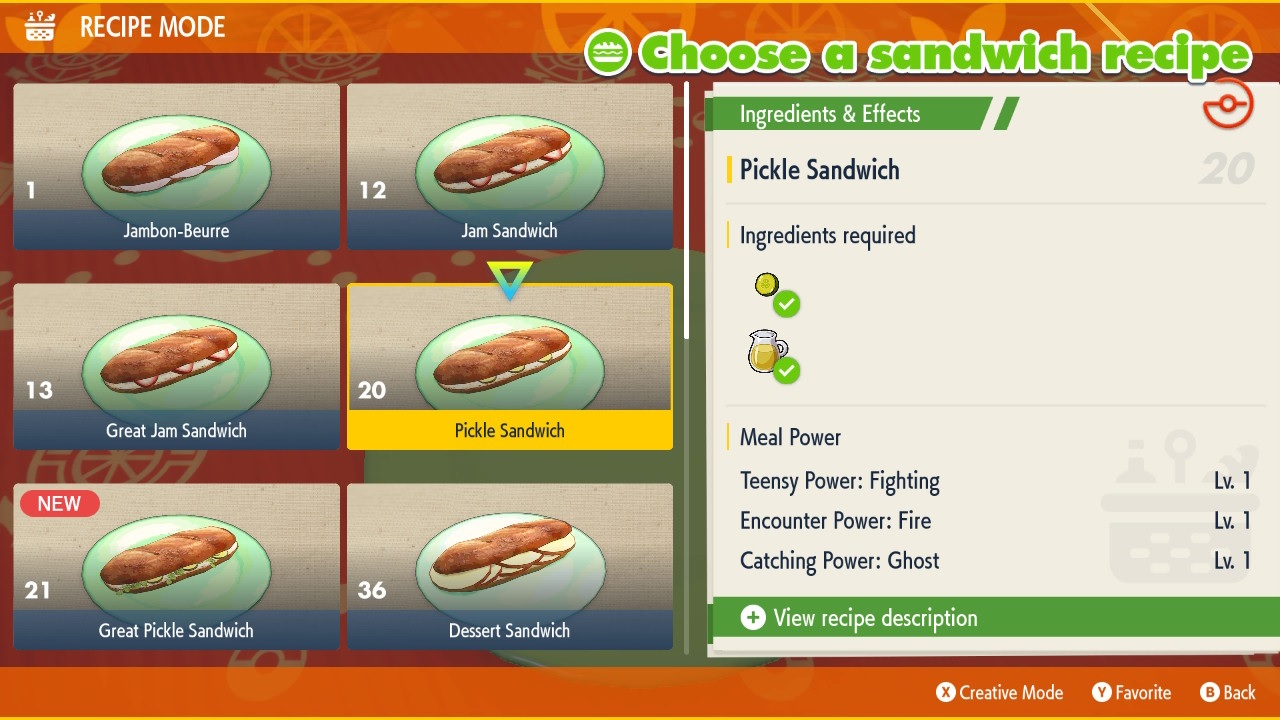 Pickle Sandwich from Pokémon Scarlet and Violet