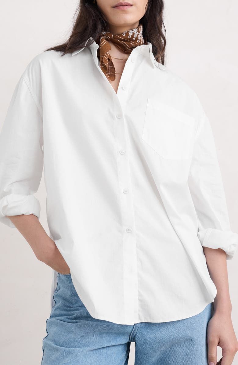 Sea Path Oversize Organic Cotton Poplin Button-Up Shirt