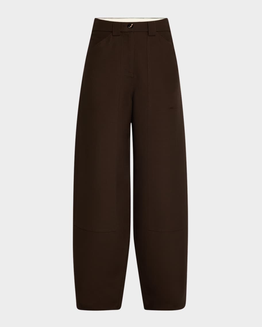 Straight ankle pants curved