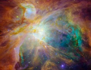 Alcohol molecules hide out in the dark and cloudy parts of nebula like the Orion nebula (shown here).