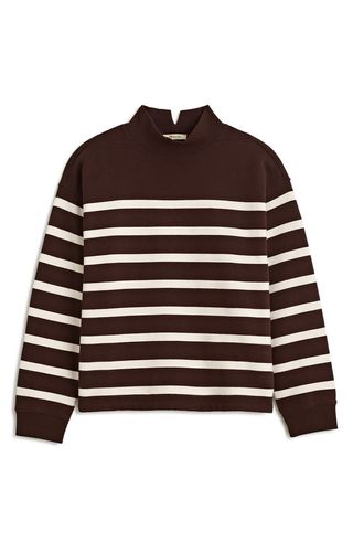 Stripe Midweight Mock Neck Sweatshirt