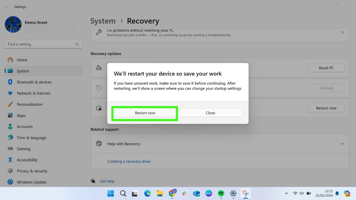 Captura de pantalla que muestra cómo verificar la temperatura de la CPU en Windows: confirmar el pedido