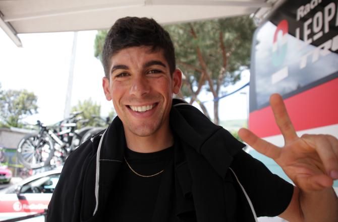 Nelson Oliveira (RadioShack Leopard) awaits the start of the Giro's team time trial stage on Ischia