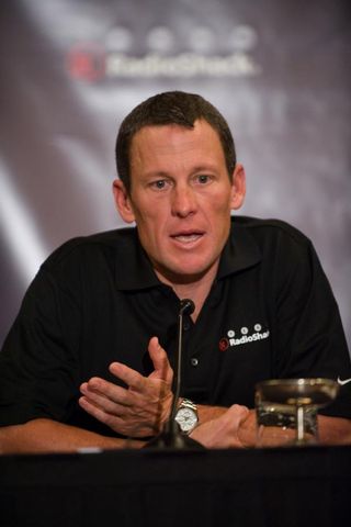 Lance Armstrong at his first official RadioShack press conference in Arizona on Tuesday. He said the team will share leadership in 2010.