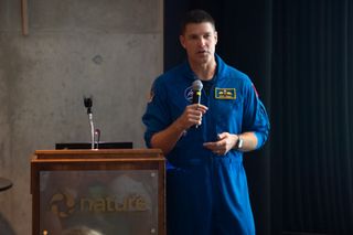 Canadian Space Agency astronaut and Artemis 2 crewmember Jeremy Hansen speaks at the Canadian Museum of Nature in Ottawa in July 2019 to celebrate the 50th anniversary of the Apollo 11 moon landing.