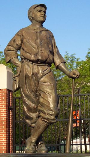 Statue of Babe Ruth located at Oriole Park at Camden Yards in Baltimore, Maryland.