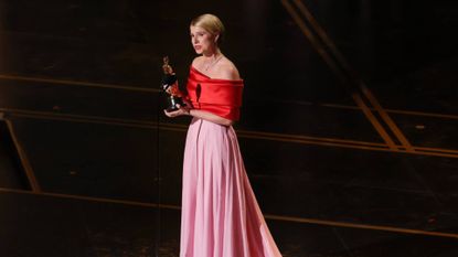 Jessie Buckley accepting the Best Actress Oscar for Hamnet at the 2026 Oscars