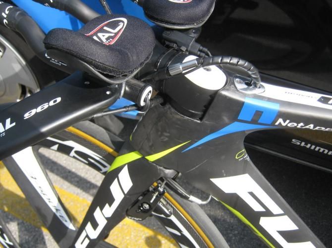 The head tube of the Fuji bike
