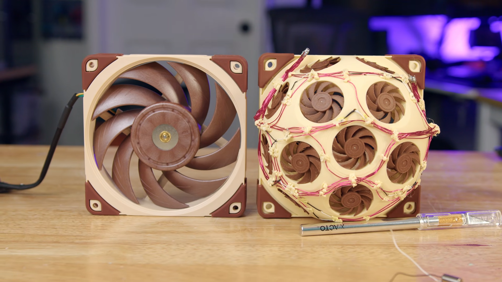 photo of Airflow enthusiast 3D-prints 15 tiny fans to fit inside a custom, domed Noctua NF-A12x25 frame — bizarre 'Fanhattan&hellip; image
