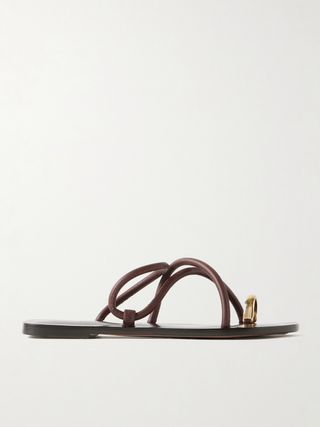 Laurie Leather and Gold-Tone Sandals
