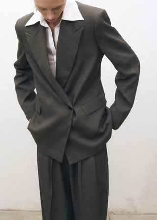 Oversized Double-Breasted Suit Jacket - Women | Mango United Kingdom