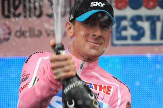 Bradley Wiggins wears the maglia rosa in the 2010 Giro d'Italia