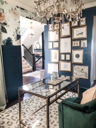 Laura Mitchell Interior Design gallery wall floor to ceiling