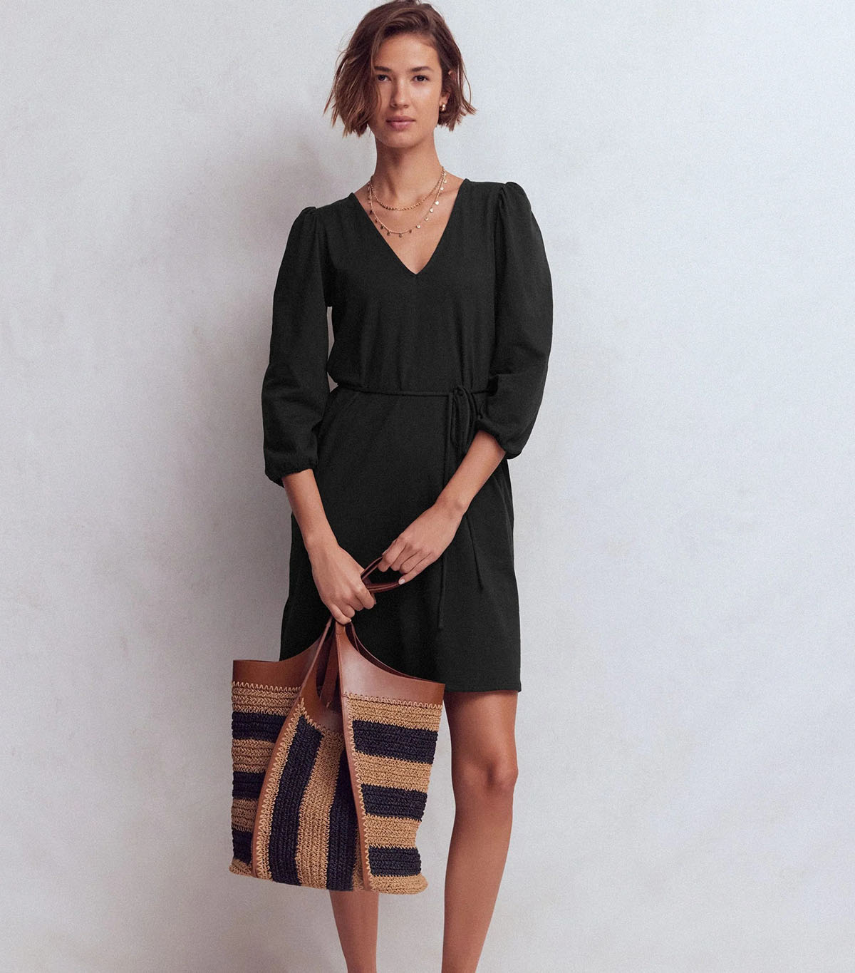 Boden, Cary V-Neck Jersey Dress-Black