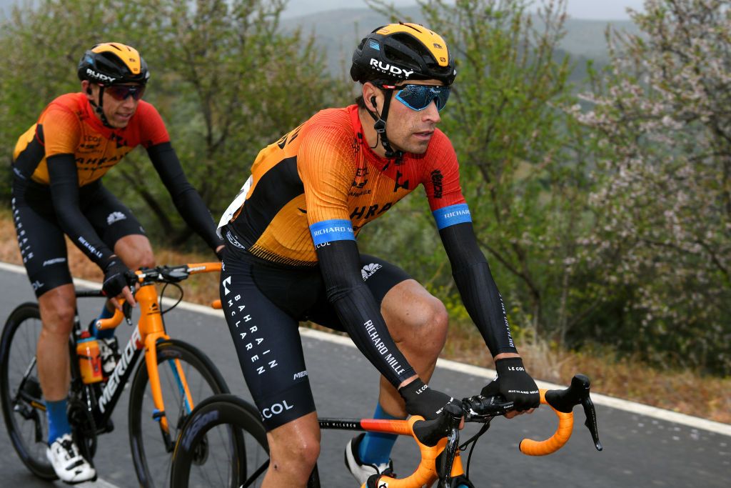 GRAZALEMA SPAIN FEBRUARY 19 Mikel Landa of Spain and Team Bahrain McLaren Dylan Teuns of Belgium Team Bahrain McLaren during the 66th Vuelta a Andaluca Ruta del Sol 2020 Stage 1 a 1738km stage from Alhaurn de la Torre to Grazalema 911m VCANDALUCIA UCIProSeries on February 19 2020 in Grazalema Spain Photo by David RamosGetty Images