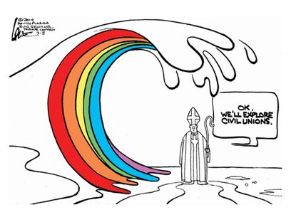 Editorial cartoon Catholic church gay marriage