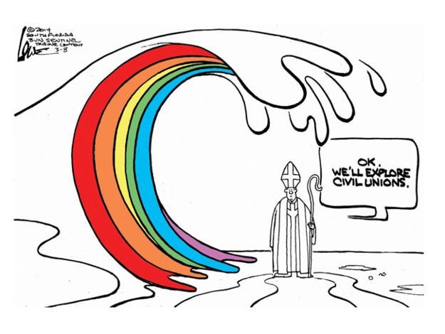 Editorial cartoon Catholic church gay marriage