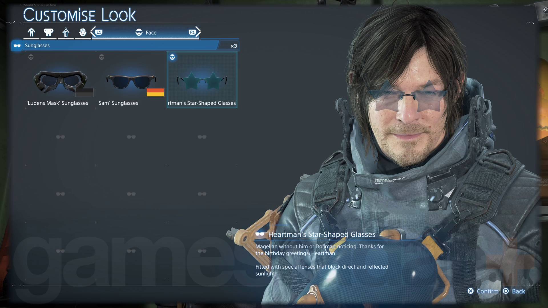 Death Stranding 2 birthday gift Heartman's star-shaped glasses on Sam