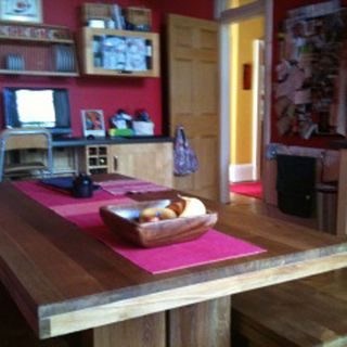 kitchen with wooden desk